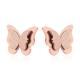 Free Shipping Stainless Steel 18K Rose Gold Plated Double Butterfly Stud Earrings For Women and Girl