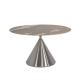 Matte Brown Gold Base Marble Dining Table With Stainless Steel Legs