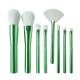 Bright Green Oval Makeup Brush Set 8 pieces White Synthetic Hair