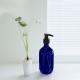 Navy Blue Glass Shampoo Bottle 300ml 500ml With Black Plastic Pump