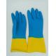 Blue Yellow Latex Industrial Bicolor Glove Home Flocked  Chemical Resistance