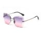 Rimless Gradient Lens Oversize Women 139mm Metal Frame Polarized Sunglasses