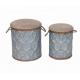 Modern Space Saving Metal Tin Cans With Fabric Storage Round Ottoman