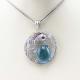 Fashion Silver Jewelry Oval Dome Blue Topaz CZ Fish Charm Jewelry (PSJ0354)