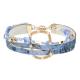 Snakeskin Handmade Leather Bracelet Mulit Layer Blue Color Beaded for Cowgirl