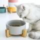 Ceramic Pet Food Bowl Dog Feeder With Bamboo Stand For Pet Dog Cat
