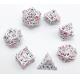Hand Carved White Mini Polyhedral Dice DND 7 Piece Set Portable