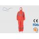 SMS Disposable Orange Overalls , Construction Use Protective Clothing Overalls