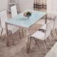 Toughened Glass Top Dining Room Table For Home / Restaurant Decoration blue color