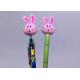 Promotional Plastic retractable click pen with PVC rabbit figures decoration and custom logo