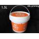 Food Grade Tamper-evident Closure Disposable Plastic Ice Cream Buckets 1500ml 60 Oz PP Pail With IML Label