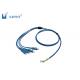 2 / 4 Core Armoured Fiber Optic Pigtail , Blue Single Mode / Multimode Pigtail