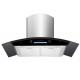 Ducted SS Chimney Curved Glass Cooker Hood For Kitchen