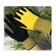 Black Rubber Palm Coated Yellow 15 Gauge Nylon Knitted Gloves For Carrying Flowerpot