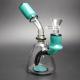 Clear And Green Glass Beaker Bongs Male Joint , Glass Bowl Pipe Oil Rigs