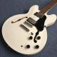 Hollow body jazz electric guitar, Double F holes white electric guitar