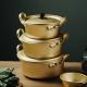 Korean Cookware Kitchen Gold Instant Noodle Pot Home Stock Pot Small Pan Aluminum Ramen Soup Pot With Lid