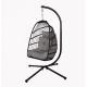 Outdoor Foldable Rattan Hanging Round Swing Egg Chair with Stand and 200KGS Capacity