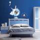 Blue Removable non reflective 3M Vinyl Wall Sticker Clock for Home Decoration