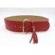 Red Color Women's Genuine Leather High Waist Fashion Belts With Oval Metal Buckle 2-3/8” Wide