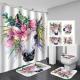 Thicken Digital Printing Flower Design Bathroom Shower Curtains and Rugs Set Seasonal