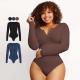 Tummy Control 5XL Women's Long Sleeve Shapewear Bodysuit with Seamless Knitted Fabric