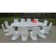 12 seater white S shape chair rattan table set