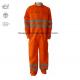 300gsm Cotton Orange High Vis Fr Coveralls With Reflective Tape Safety
