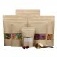 Doypack k Brown White Kraft Craft Paper Standing Up Pouches Food Packaging Zipper Bags With Window