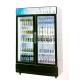Beverage Double Door Upright Display Freezer With Canopy Ventilated Cooling