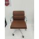 Luxury Medium Back Soft Pad Genuine Leather Swivel Chair / Leather Office Chair