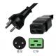 Female C19 Connector 3 Pin Laptop Power Cord 16A 250V Israel SI32 Standard