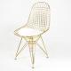 Indoor Outdoor Furniture Metal Frame Dining Chair PU Leather Gold Wire Chairs