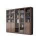 Dark Brown Glass Door File Cabinet 6 Door CEO Large Wood Filing Cabinet