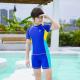 Blue Color Matching Split Boy Swimsuit Summer Student Suit Children'S Swimsuit