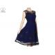 Short Navy Blue Bridesmaid Dresses Satin Lace Flower Two Layers Transparent Tulle