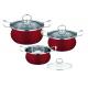 Red Kitchen Pots And Pans Set Easy Cleaning , Durable Stainless Steel Cookware Sets