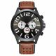 Pin Buckle Triple Date Calendar Watch Leather Belt Mens Chronograph Watches
