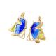 Women Fashion Blue Enamel Sterling Silver Stud Earrings with 18K Gold Plated (E6050603)