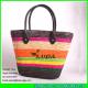 LUDA woven wheat straw tote bag  colorful straw beach bag