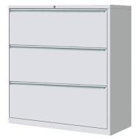 Library 3-Drawer Lateral Metal Filing Cabinet Knockdown Design Flat Packed