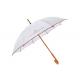 White Pongee Materials Promotional Golf Umbrellas Logo Printing Wooden J Handle