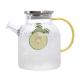 Handmade Juice Carafe With Lid , Borosilicate Glass Short Water Pitcher