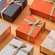 FSC UV Coating Orange Cardboard Box Gift Rigid Packaging Box With Ribbon