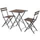 3 Piece Set Mahogany Garden Folding Table And Chairs Solid Wood Slat Steel Frame