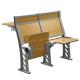 Beige College Stadium Amphitheater Chair And Fixed Desk Multiple - Plywood Floor Mount Stand Feet