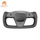 Custom Hand Stitching Black Smooth Leather Steering Wheel Cover for Tesla Model S X 2021 2022 2023