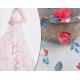 Red color Polyester 3D flower embroidered Lace fabric   for bridal dress