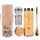 Tumbler Coffee Stainless Steel Double Wall Bamboo Travel Mug 450ml With Bamboo Lid