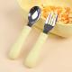 Yellow Silicone Spoon And Fork Heat Insulation silicone feeding spoon